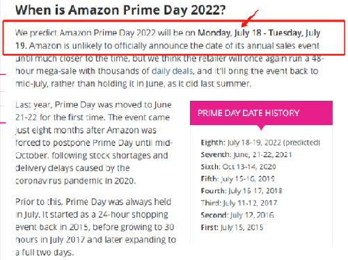 有國外網站還預測Prime Day會員日在2022年7月18-19日